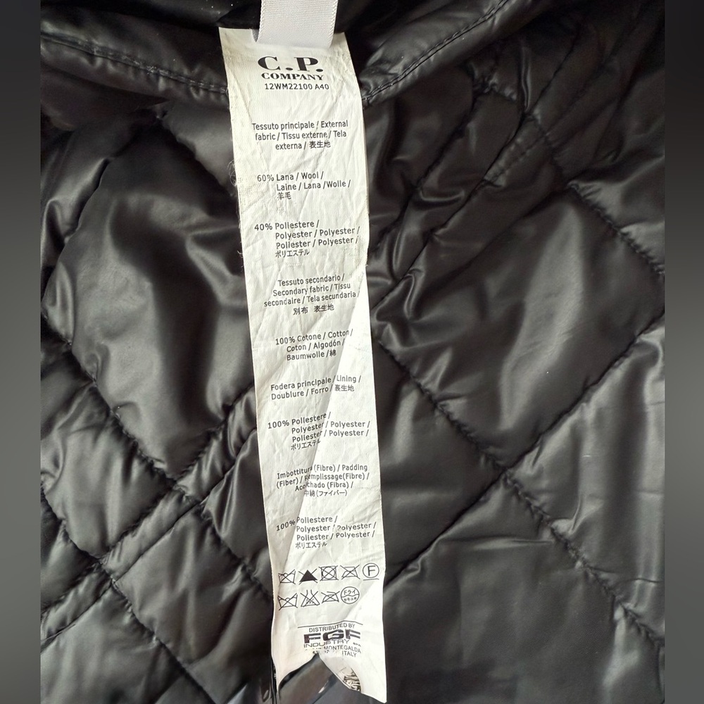 C.P. Company Navy Wool-Blend
Detachable-Hood Quilted Pea Coat - Picture 10 of 15